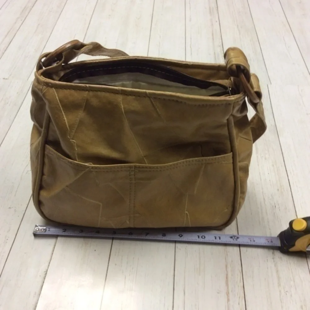 Vintage Faux Serra Camel Brown Leather Strap Shoulder Bag Purse